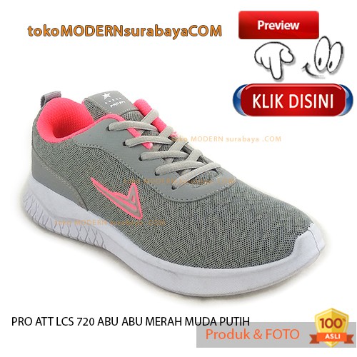 PRO ATT LCS 720 ABU MERAH MUDA PUTIH Sepatu Wanita Sneakers Kets