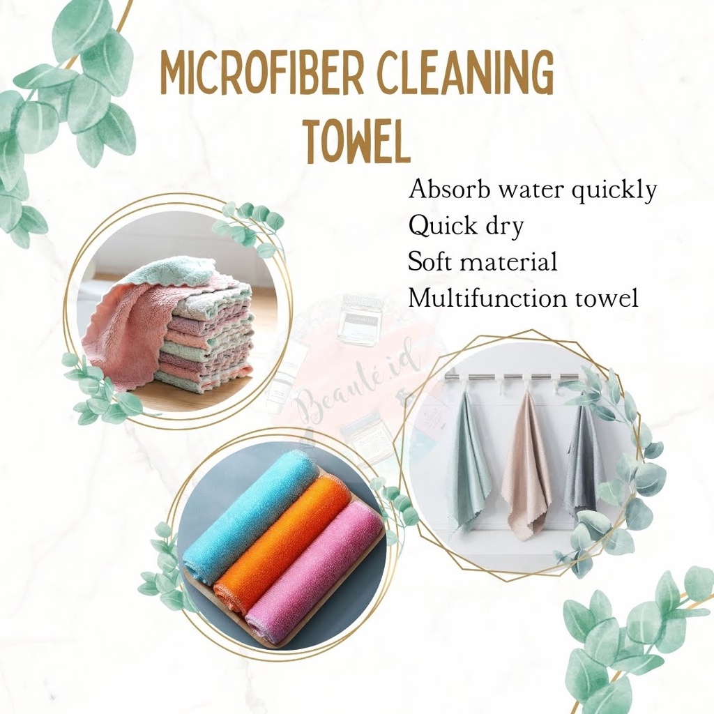 Handuk / Kain Lap Microfiber Dapur Kamar Mobil Gelas Piring Pembersih Meja Makan Serbaguna Lemari Dinding Lap Tangan Absorb Water Quick Dry Microfiber Hand Towel Cleaning Cloth