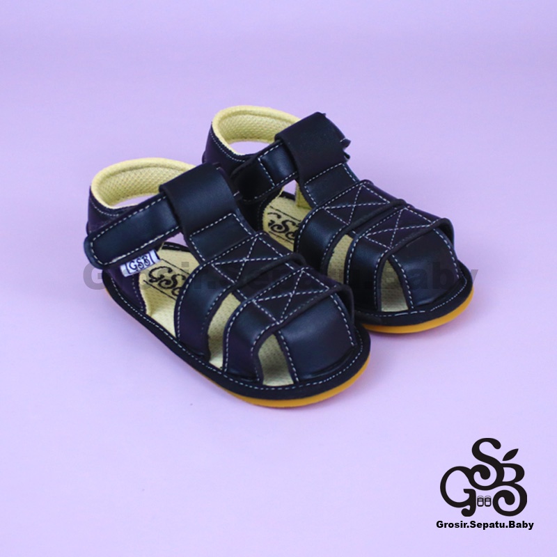 sandal bayi sepatu bayi sendal bayi laki laki perempuan prewalker bayi  umur 2 - 12 bulan model casual S04 polos HITAM ringan fleksibel &amp; Anti Slip