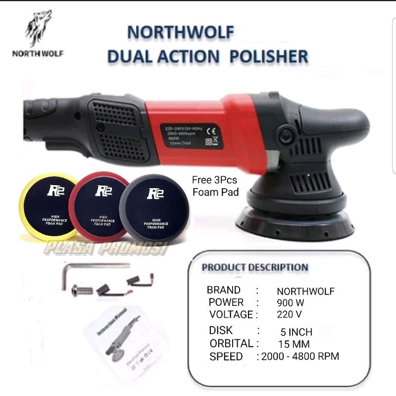 Mesin Poles Mobil Dual Action / Mesin Poles DA 15mm Orbital / Mesin DA Paket Mesin atau Mesin+Busa