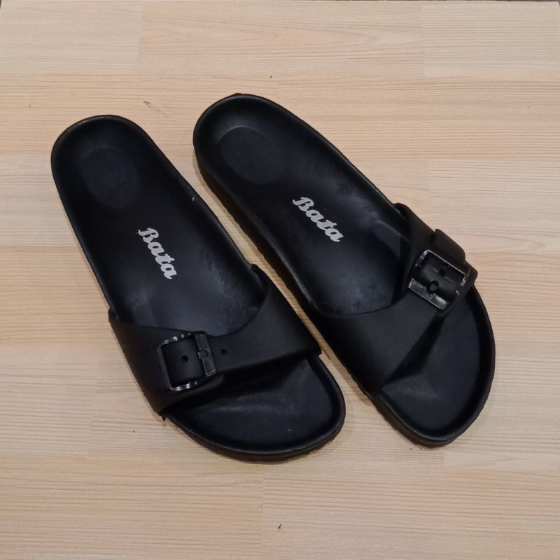 BATA SANDAL KARET WANITA SELOP BLACK BEST SELLER - 5726142