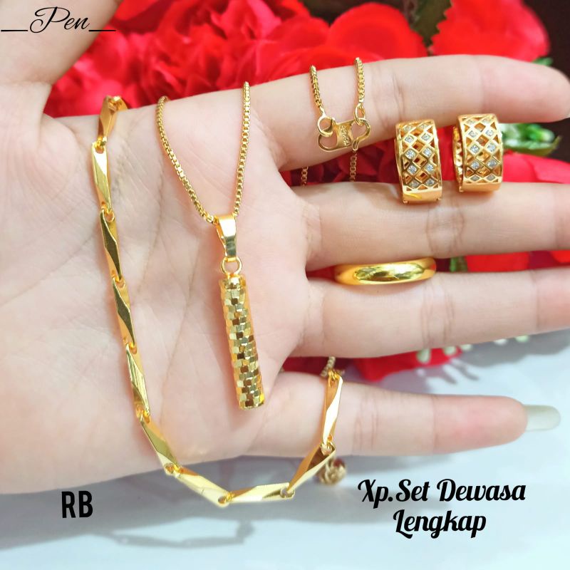 Set Dewasa motif Bambu 24k logam Hongkong tidak karat *COD*