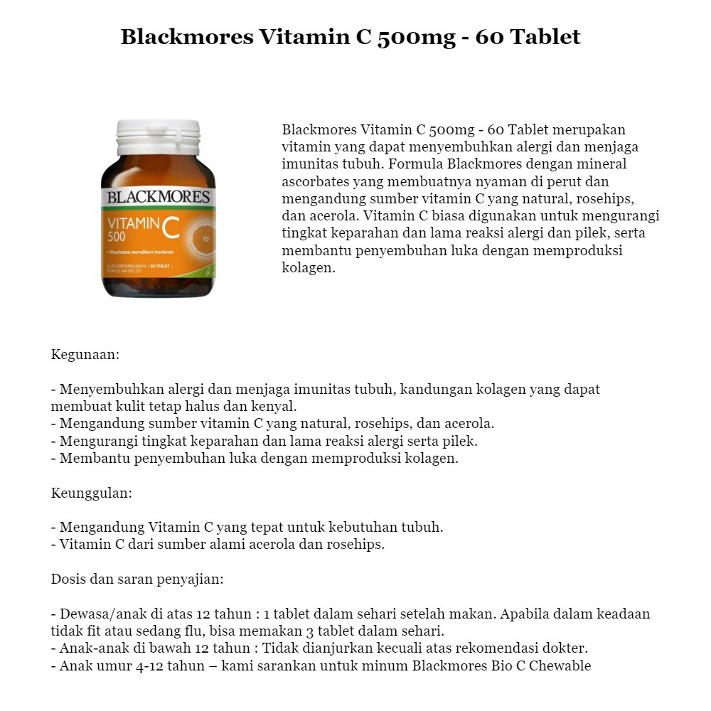 Blackmores Vitamin C Multivitamin Suplemen Kesehatan Vitacimin Blackmores Bio C 1000 Shopee Indonesia