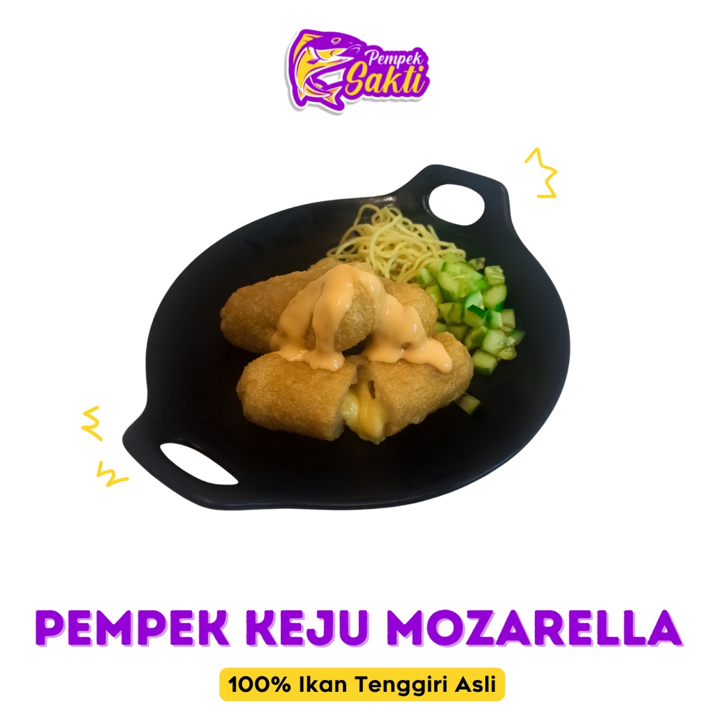 

Pempek Keju Mozarella + Cuko/Cheese Sauce (100% Ikan Tenggiri Asli) - Pempek Palembang