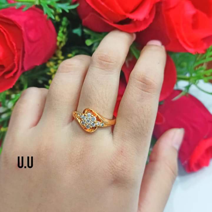 Cincin Dewasa Permata Zircon Gold Perhiasan Wanita Limited edition (COD)