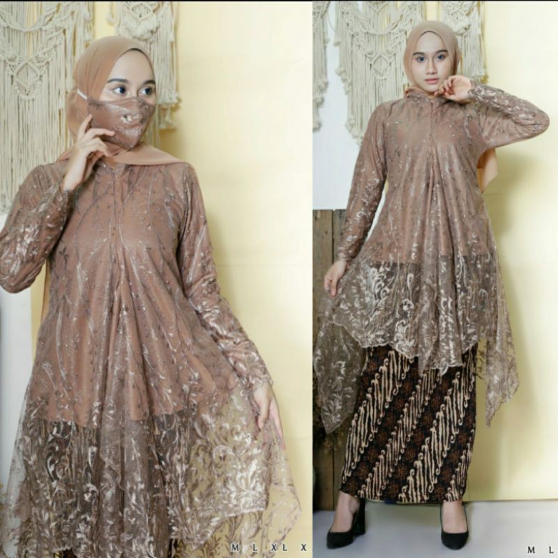 NEW !!! KEBAYA PESTA &gt; KEBAYA TULLE - SET TUNIK SELENA BY - RESTU IBU