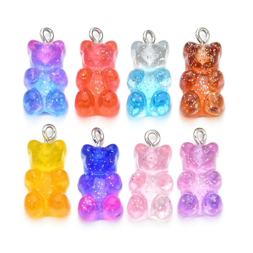 Temuan Perhiasan Agustina Datar Kembali Untuk Anting Kalung Membuat Kartun 23*11mm Gummy Bear Pendant