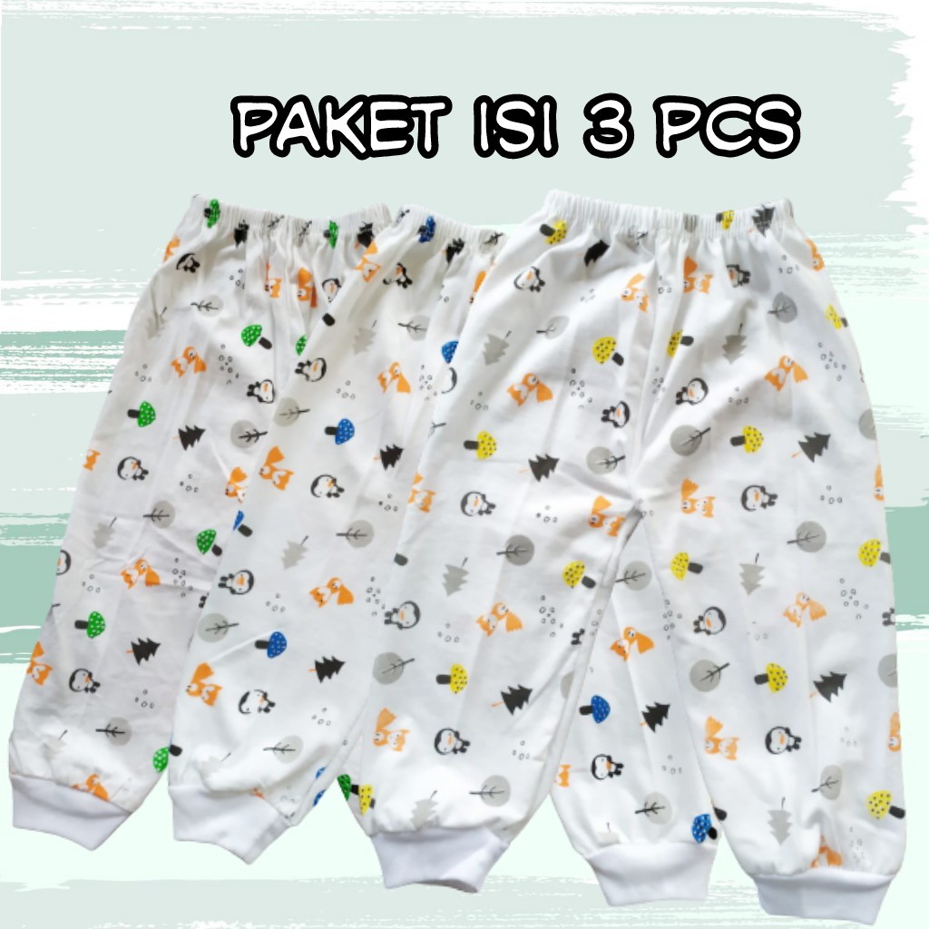 PAKET isi 3 pcs Celana Bayi Panjang print Size S M L XL