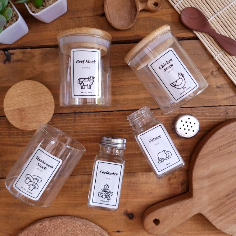 

READY & CUSTOM - STICKER Min 5 pcs Bumbu Dapur ICON 2 (J-Z) - Sticker Label Bumbu Dapur dan Rumah - Kitchen Essentials - Custom Waterproof Anti Air
