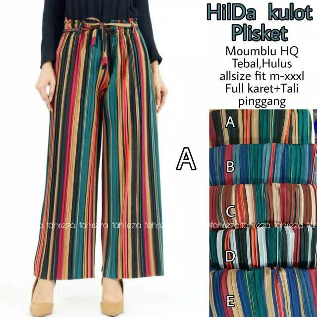 HILDA KULOT PLISKET/KULOT PLISKET/KULOT PLISKET MOTIF/KULOT PLISKET GARIS/CELANA WANITA/BAWAHAN CEWE