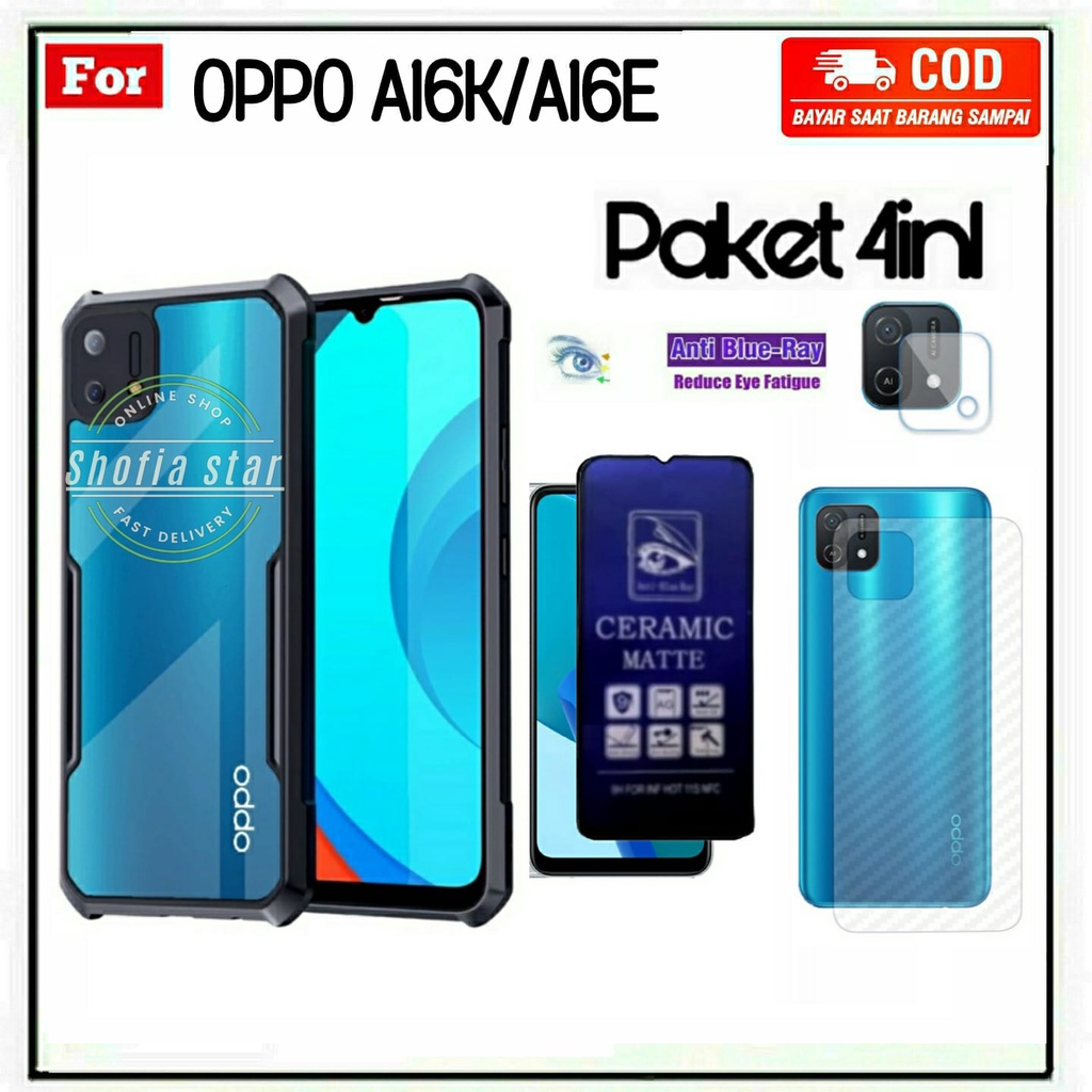 4IN1 CASE OPPO A16K 16E SOFTCASE SHOCKPROOF TRANSPARAN CAMERA PROTECT CASING