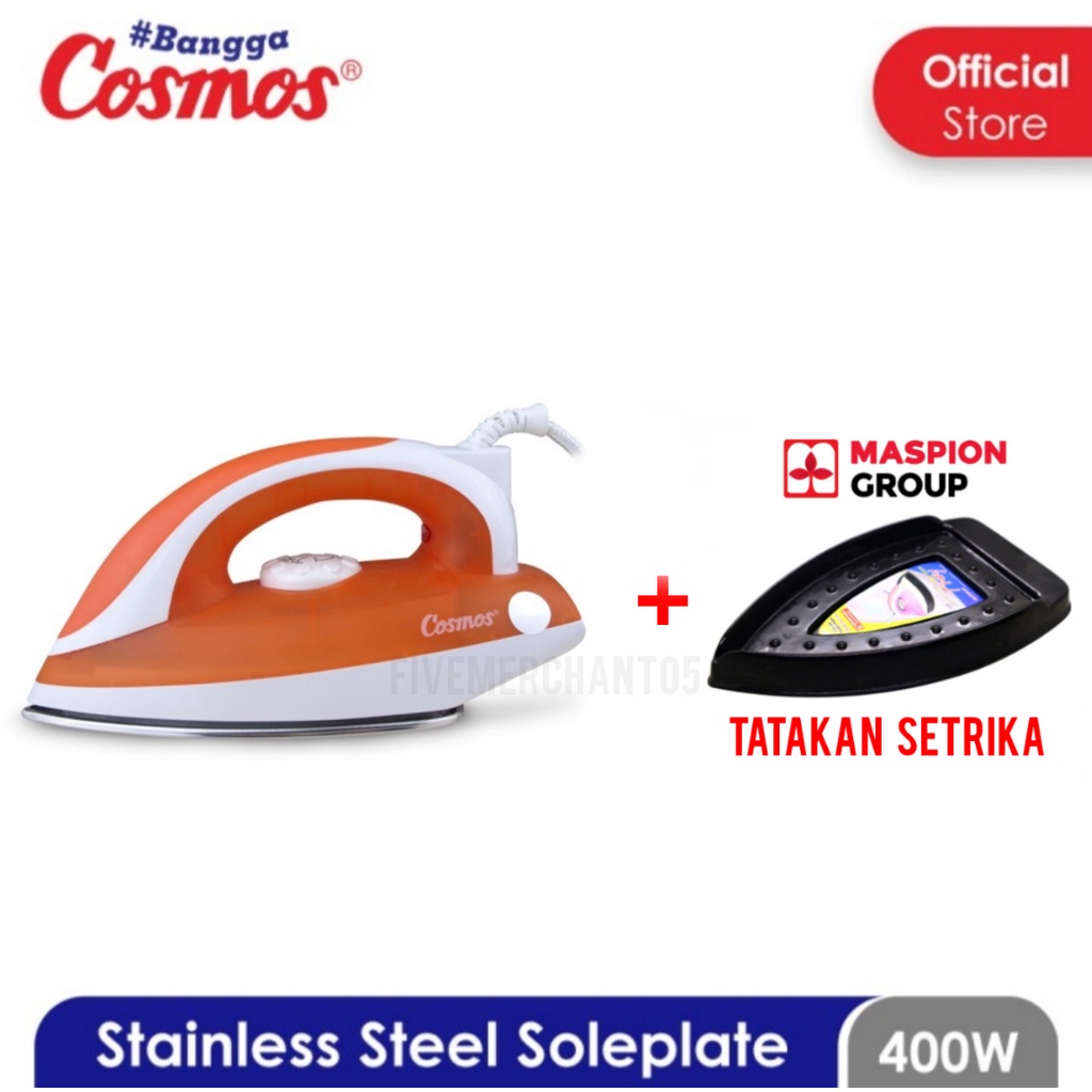 Setrika Cosmos CIS 418 Dry Iron Cosmos 418 Setrika Cosmos Stainless Steel Soleplate Setrika Orange