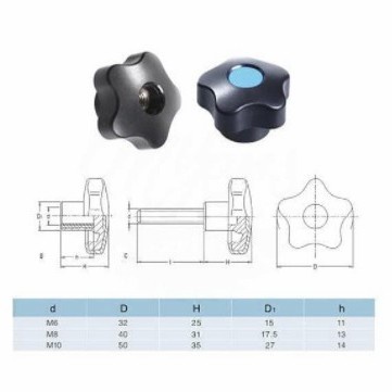 Knob mur bintang kenop bintang Female thread screw star