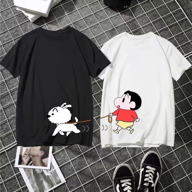 MYSTIQUE.ID-BAJU KAOS COUPLE SHIRO AND SH*IN*CH*AN T-SHIRT LUCU DAN AESTHETIC