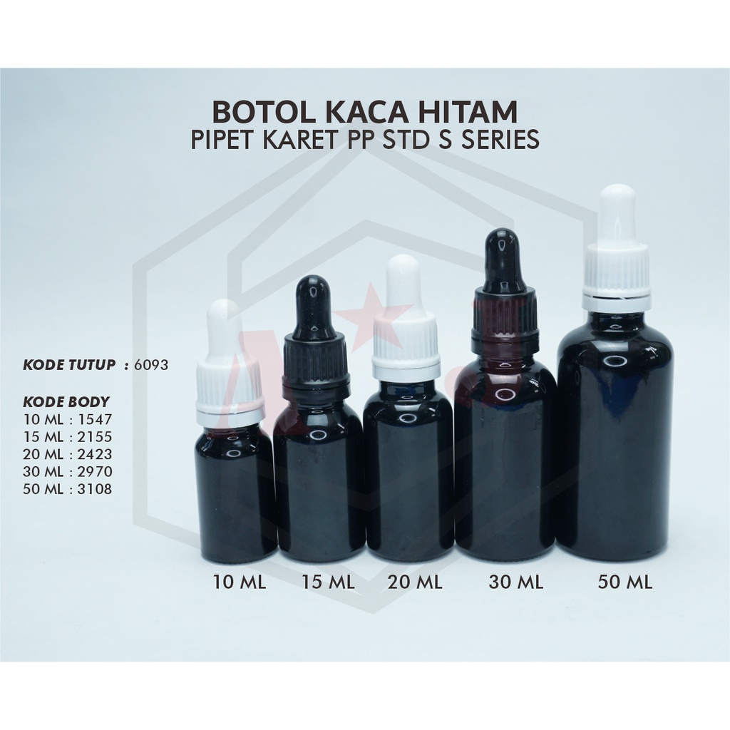 Botol Kaca Serum 50 ml Hitam Fross /Botol Esensial /Botol Kaca Serum/Black botol