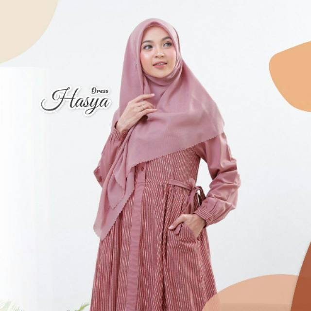 Yasmeera gamis motif garis hasya dress