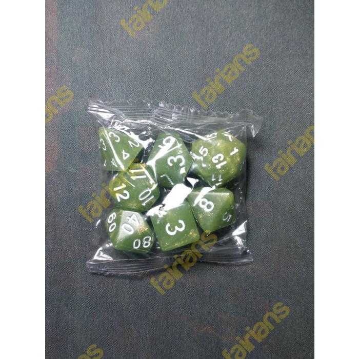 Dadu/Dice DND Polyhedral set isi 7 (Pearl Green)