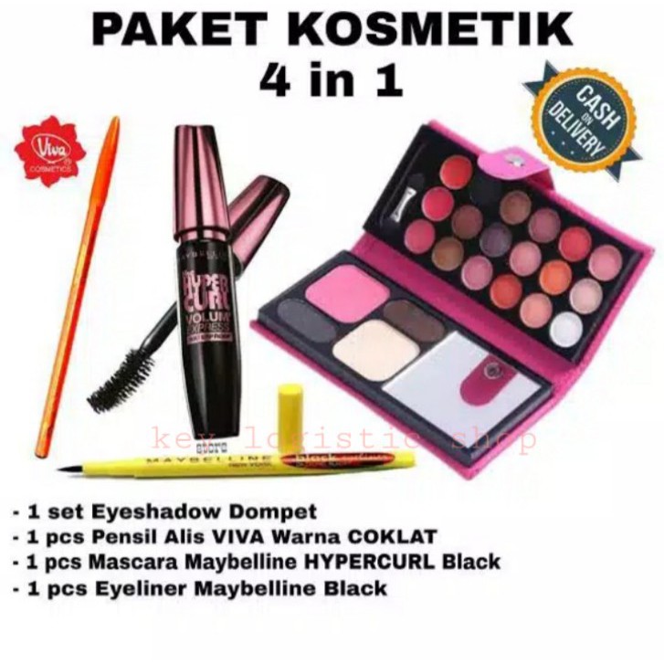 Paket Set Make Up Eyeshadow Pallete Make Up Set 4in1