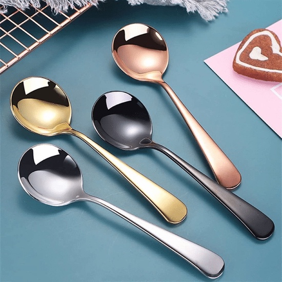 Spoon Stainless Steel Big Round BLUE 16 CM - Sendok Bulat Es Cream Sendok Dessert