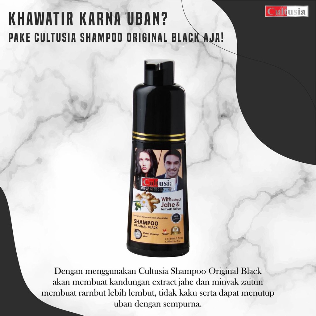 Cultusia Coloring Shampoo Original  With Ekstrak Jahe &amp; Minyak Zaitun Black / Brown 160 Ml