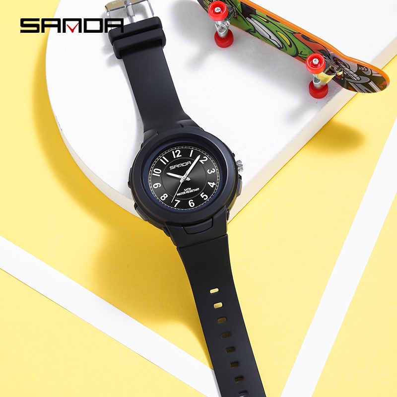 SANDA 6095 Jam Tangan Wanita Analog Sport Tali Rubber Anti Air WATCHKITE WKOS