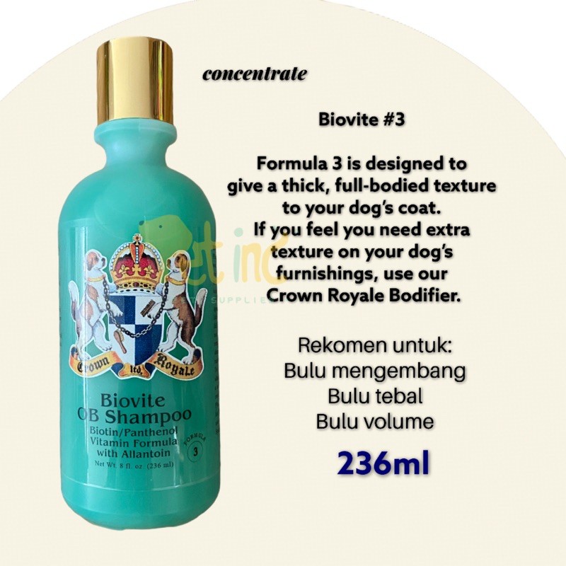 Crown royale Biovite OB shampoo 3 - 236ml