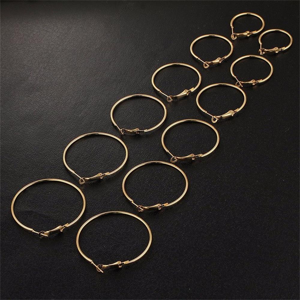 Wonder 6pasang/Set Anting Hoop Set Perak Punk Perhiasan Fashion