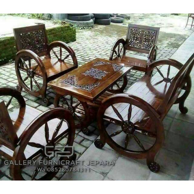 Kursi Tamu Roda Minimalis Kayu Jati 2111