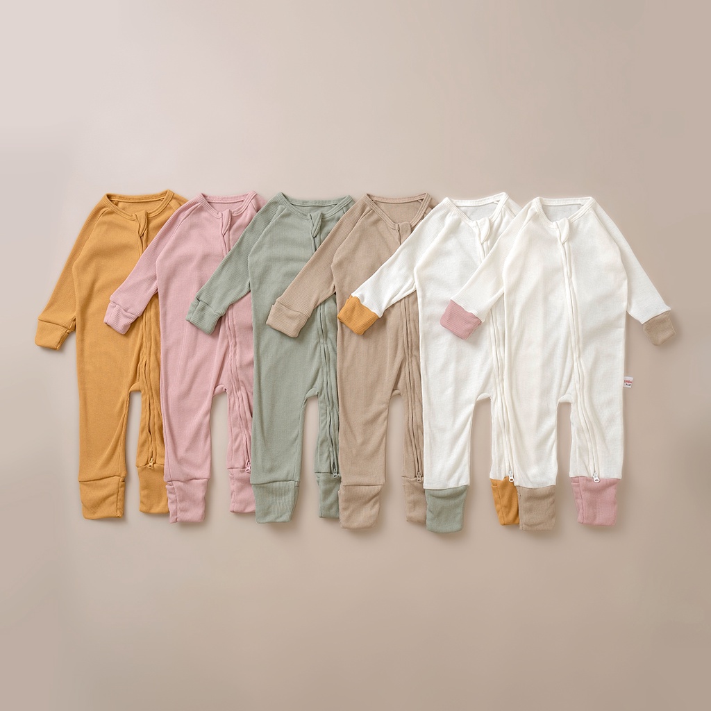 Labu Kids - Rib Sleepsuit Zipper | Baju Tidur Bayi Piyama Anak Bayi Rib Sleepsuit Jumpsuit Piyama  Long Sleeve Lengan Panjang