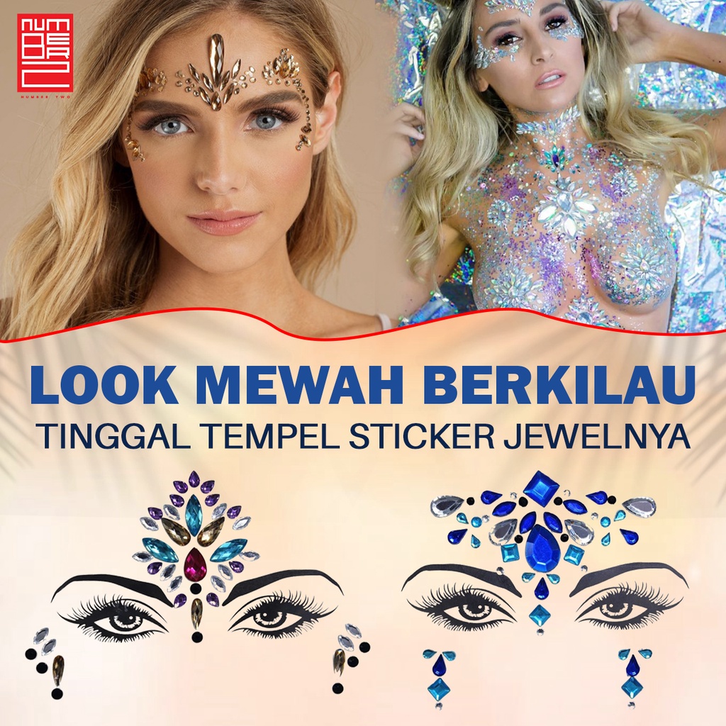 Sticker wajah jewel estetik kaca timbul aesthetic jewels bahan resin akrilik acrylic look cantik