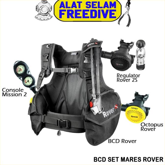 Alat Selam Paket Scuba Diving BCD Regulator Octopus Gauge Mares Rover MURMER