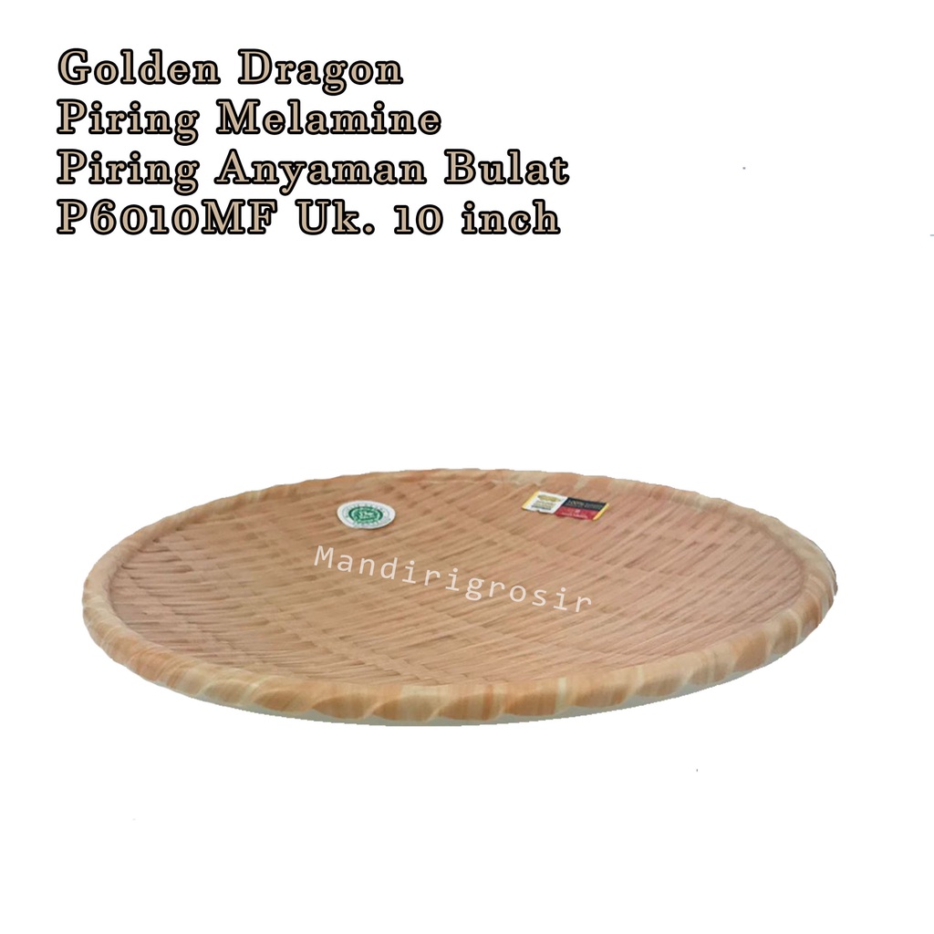 Golden Dragon * Piring Melamine * Piring Anyaman Bulat * P6010MF * Uk. 10 inch