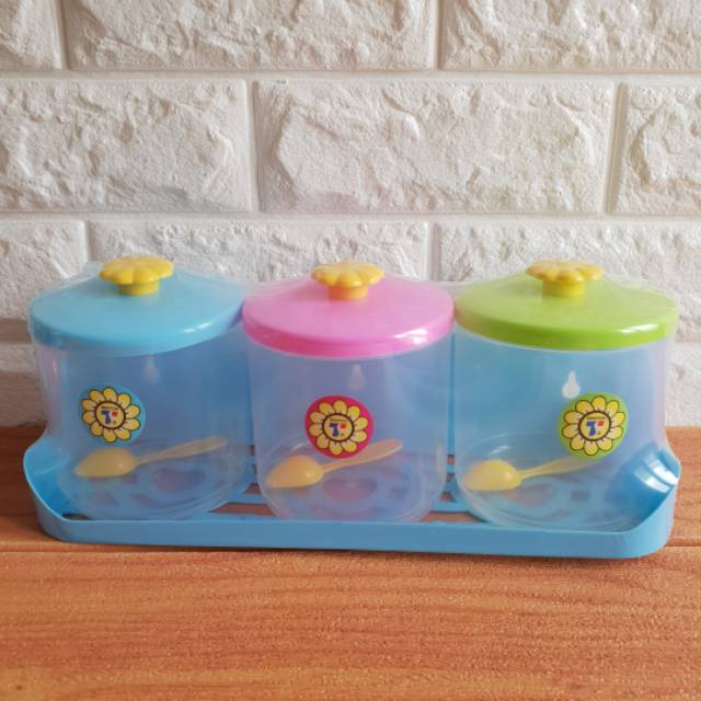 [ TANTOS ] Tempat Bumbu Belina / Tempat Bumbu 3 Toples / Tempat Bumbu 500ml / Murah