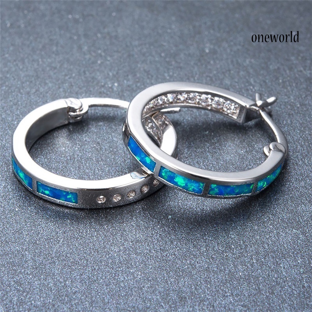 OW@ Earrings Dainty Rhinestone Inlaid Circle Shape Alloy Hoop Earrings for Party