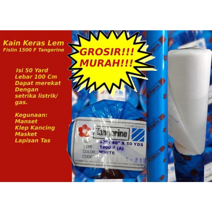 Kain Keras Lem Interlining 1500F Tangerine Fislin Pislin Vislin GROSIR