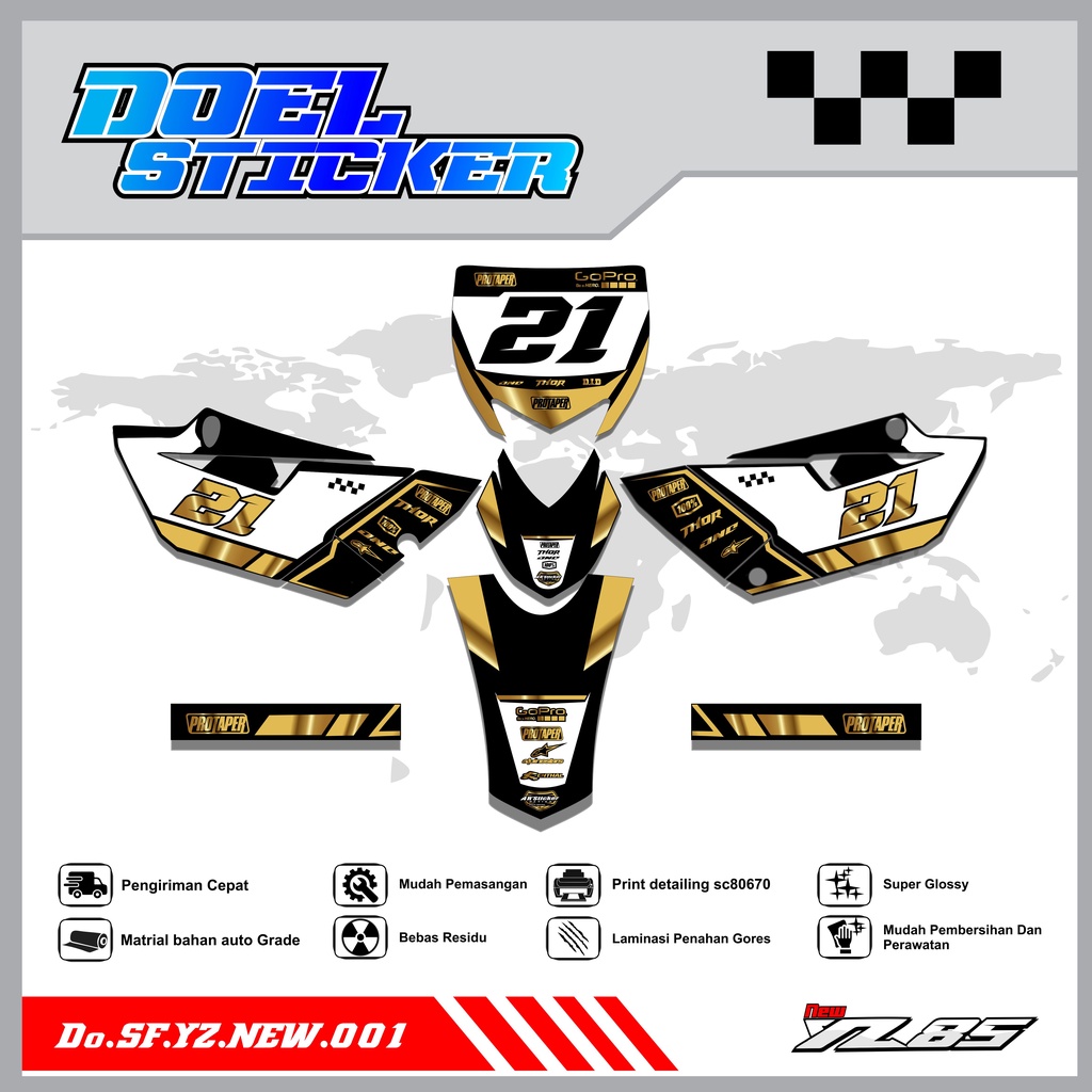 Sticker Striping YZ NEW List Variasi Hologram , Crome Doel 001