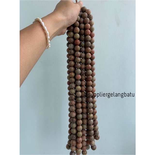 batu 16mm unakite kilap grade natural aksesoris gelang kalung batu