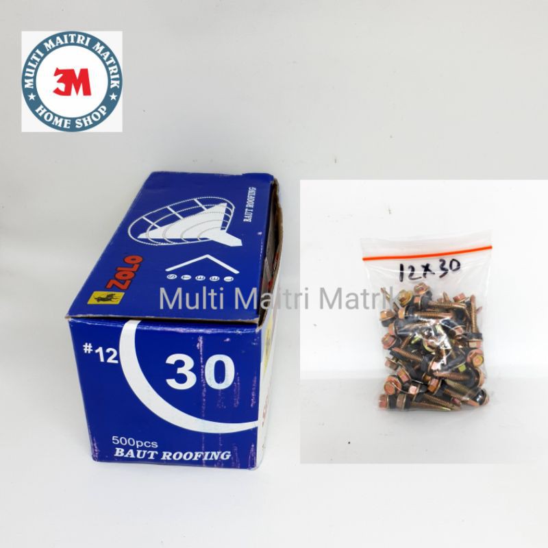 Baut roofing Zolo 12x30 / skrup sekrup roofing Baja ringan isi 50 pcs