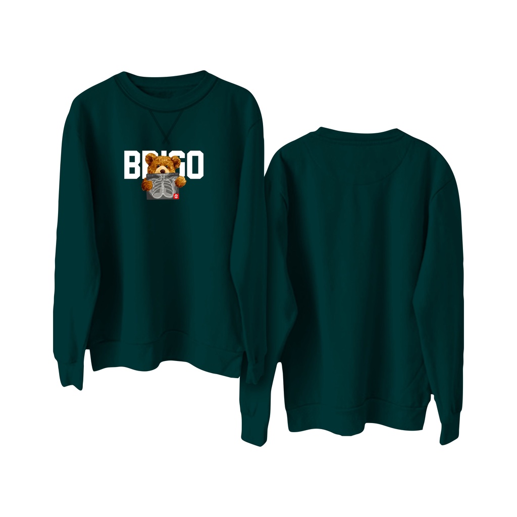 BRIGO Basic Sweatshirt BERUANG RONTGEN II Sweater Crewneck BRIGO Sablon DTF Fleece Cotton M-XXL (Pria &amp; Wanita) Free stiker&amp;Gantungan Kunci