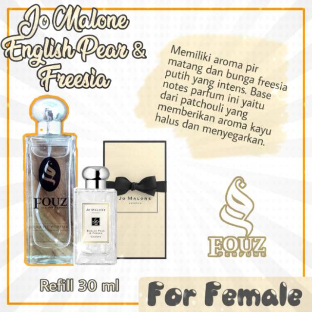 PARFUM JO MALONE ENGLISH PEAR AND FREESIA 30ML REFILL JO  MALONE ENGLISH PEAR JO MALONE