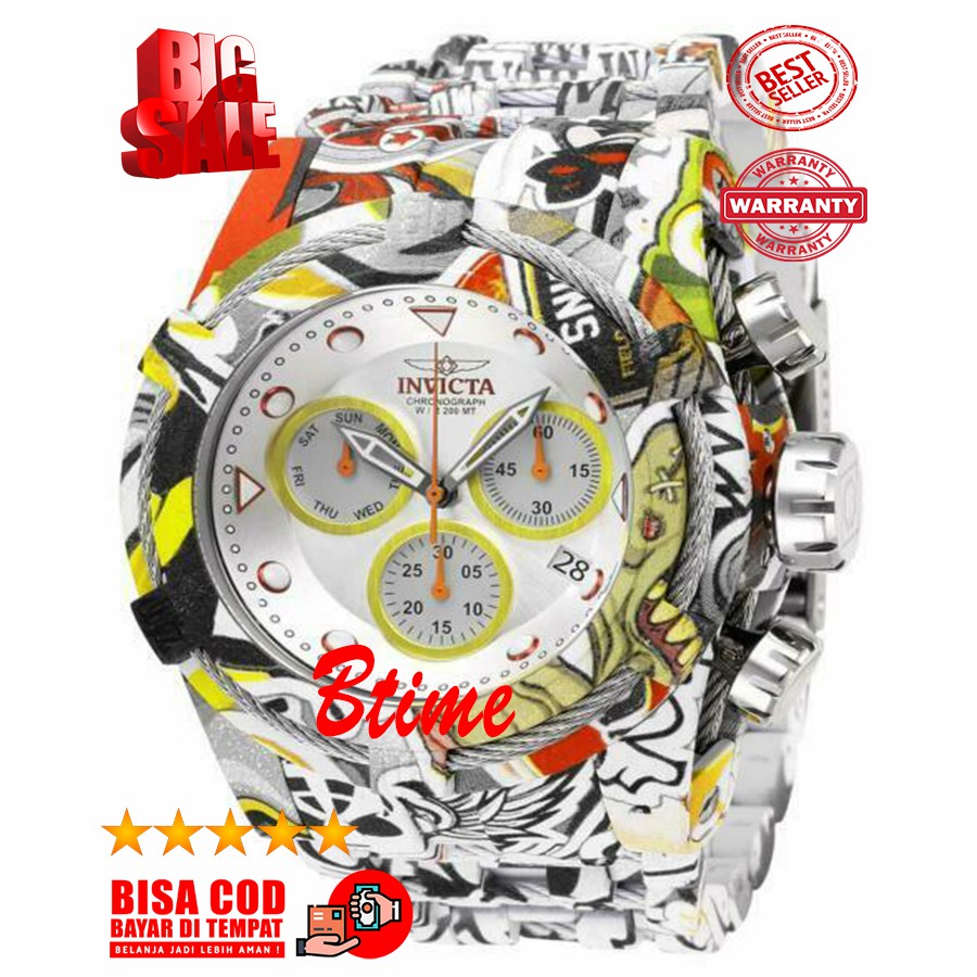 Promo Jam Tangan Invicta Bolt Zeus Graffiti 27095 White Dial Stainless