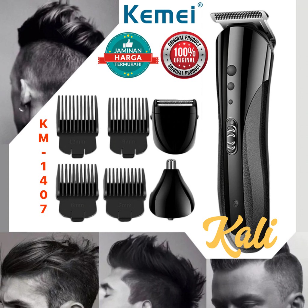 Clipper Kemei KM-1407 Alat Mesin Cukur Rambut Kumis Jenggot Sistem Cas