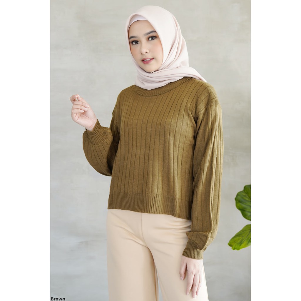 Baloon Longsleeve Knit Top Rajut