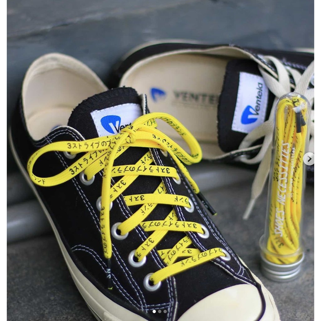 YELLOW / Japan Katakana - Tali Sepatu - Shoelaces - Laces 100CM &amp; 125CM