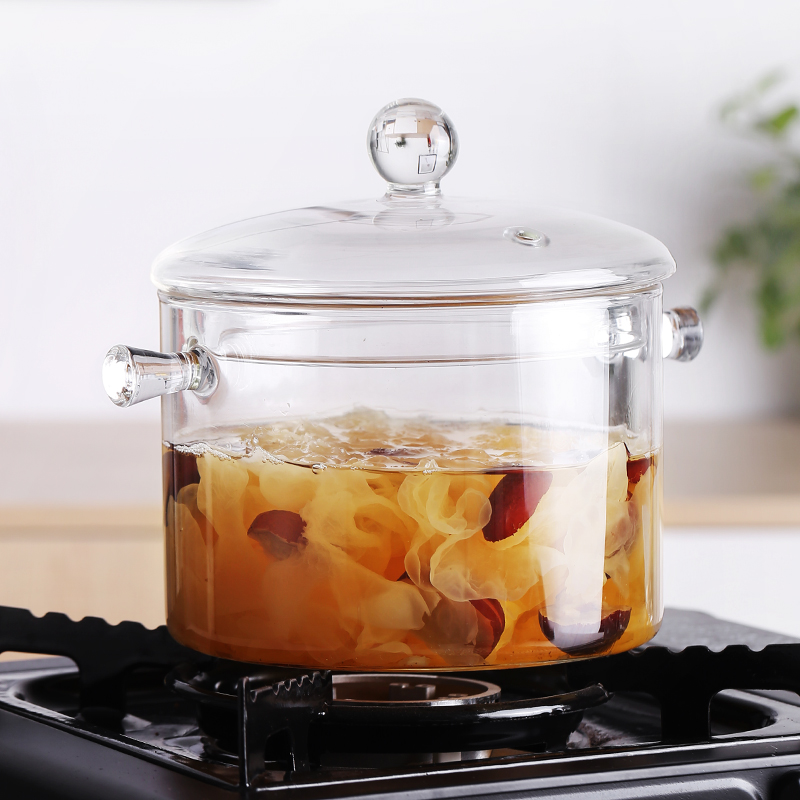 Panci Sup Mini Bahan Kaca Borosilicate Transparan Tahan Panci Sup Mini Bahan Kaca Borosilicate Transparan Tahan