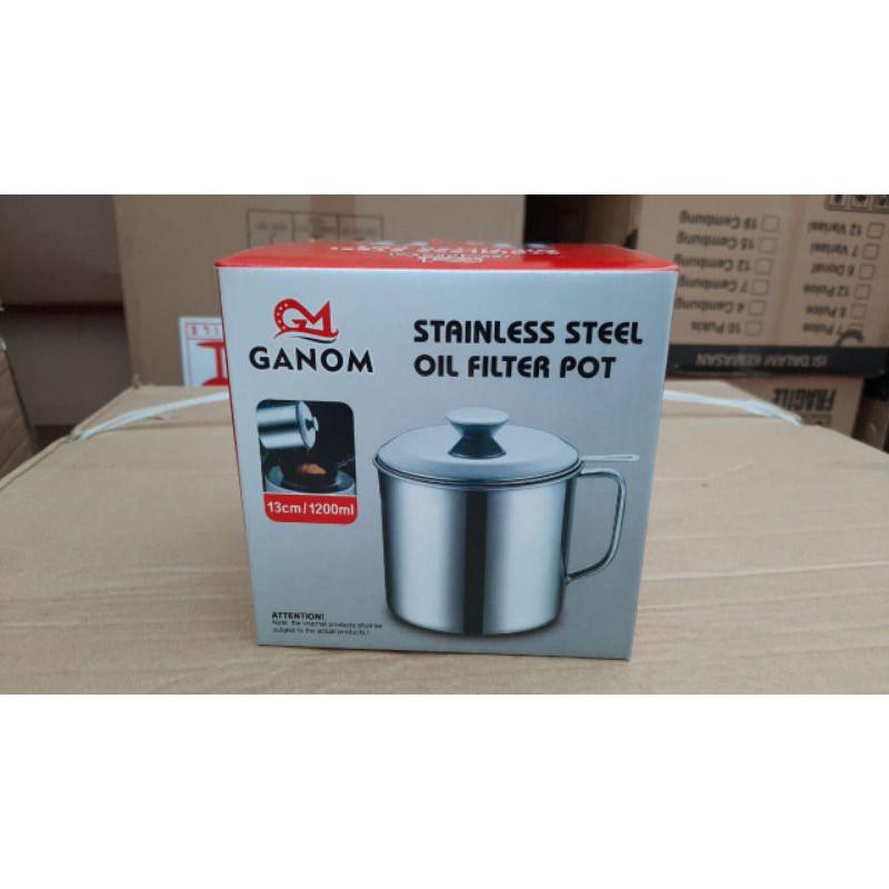 Oil Pot Stainless Corner 1,2 liter / Wadah Minyak Goreng / Saringan