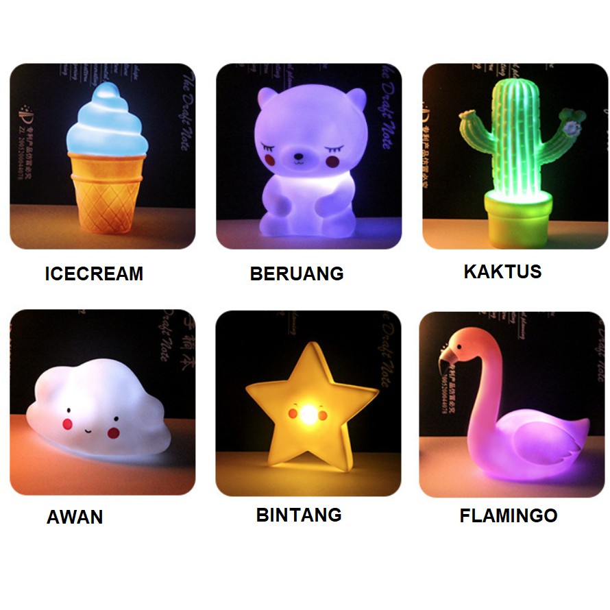 Lampu Tidur LED Night Lamps ANAK motif Karikatur Unik Hadiah Gift