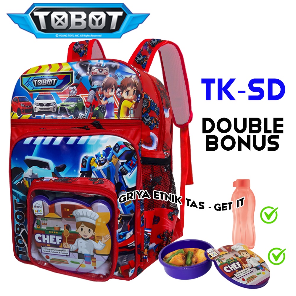 Tas Sekolah Anak Laki Laki SD FREE BOTOL MISTING Boboiboy Transformers Tobot