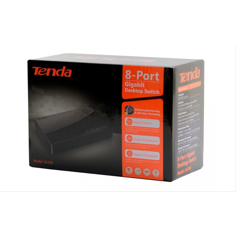 TENDA SG108 : Desktop Switch Hub Gigabit Tenda SG108 SG-108 8 Port Gigabit 10/100/1000 Mbps