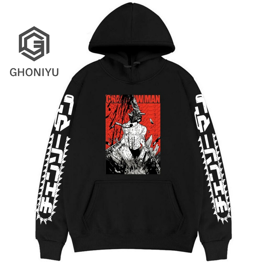 Jaket Jumbo Keren Sweater Anime Chainsaw Man Denji Hoodie Pullover Premium Terbaru